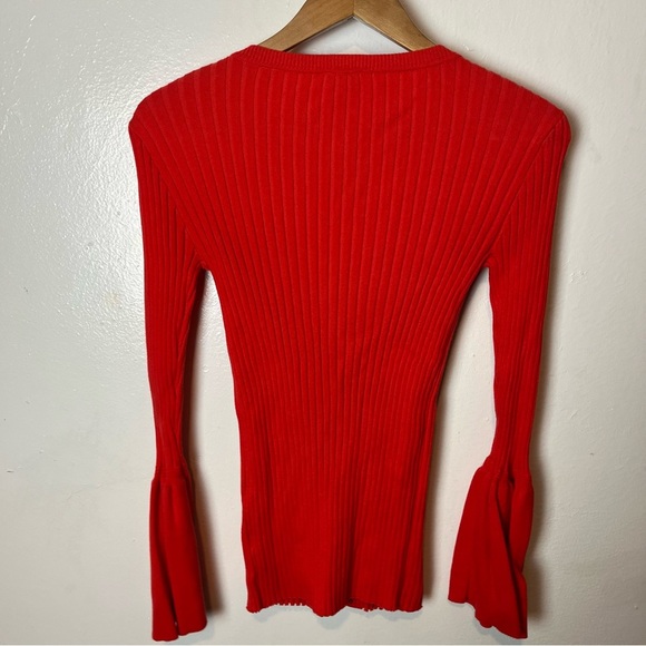 Cabi 5285 Trumpet Cardigan Sweater Bell Sleeve Red Snap Button Front Size XS - Picture 4 of 5